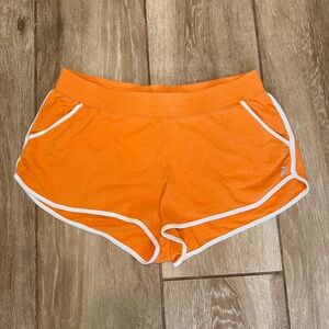 Vibrant Orange Athletic Shorts with White Trim